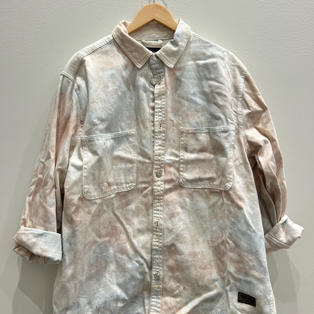 Zara Denimwear Gray Tie-Dye Shirt